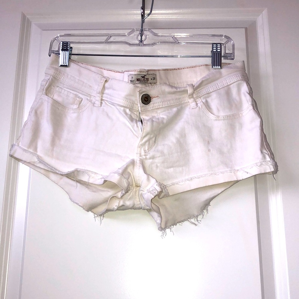 Hollister white jeans shorts
